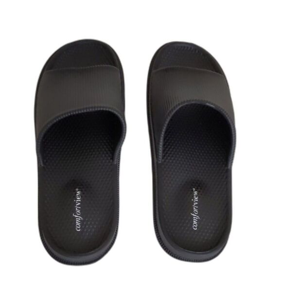 NEW Women's Comfortview Black Slip On Summer Beach Slide Sandals , Size 11W - Picture 4 of 6